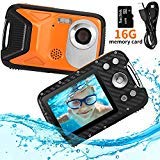 Pellor Waterproof Digital Camera 2.8' FHD 1080P 8.0MP CMOS Sensor 21MP Video Recorder Selfie DV Recording Underwater Camera Camerater for Snorkeling with 16G SD Card