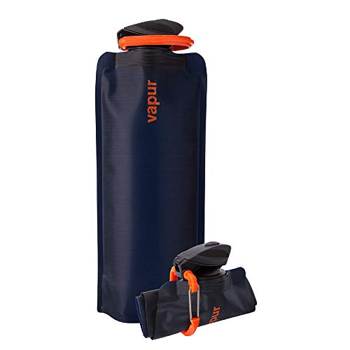 Vapur Flexible, Collapsible Wide Mouth Anti-Bottle with Detachable Carabiner, Convenient, Portable Hydration for Travel and Outdoor Adventures, 34 Ounce, Night Blue, Pack of 1