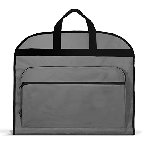 DALIX 39' Grey Business Garment Bag Pockets for Suits Dresses Clothing Foldable