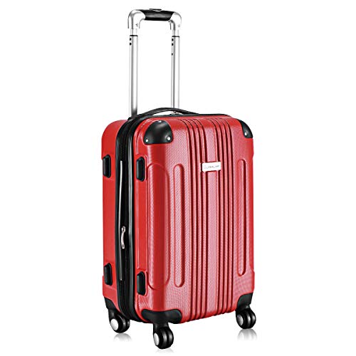 Goplus Expandable Carry On Luggage, 20-inch ABS Hardside Travel Bag, Lightweight Trolley Suitcase with Spinner Wheels