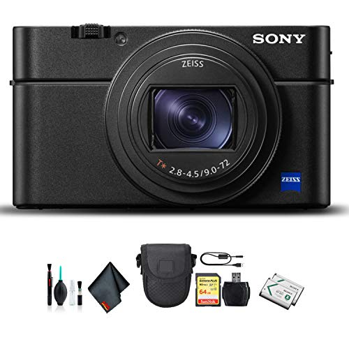 Sony Cyber-Shot DSC-RX100 VI Camera DSCRX100M6/B with Soft Bag, Additional Battery, 64GB Memory Card, Card Reader, Plus Essential Accessories