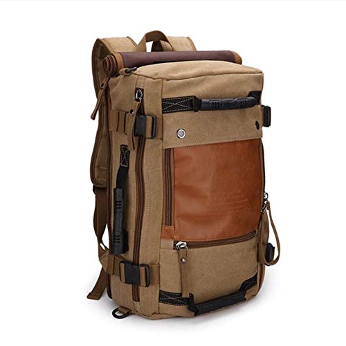 Ibagbar Canvas Backpack Travel Bag Hiking Bag Camping Bag Rucksack Khaki
