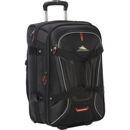 High Sierra AT7 Upright Wheeled Rolling Duffel Bag, Black, 22-Inch