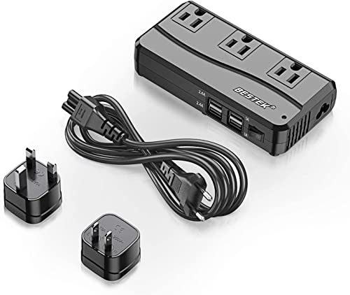 BESTEK Universal Travel Adapter 220V to 110V Voltage Power Converter with 6A 4-Port USB Charging and UK/AU/US/EU Worldwide Plug Adapter International Converter Adapter