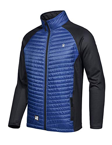 Little Donkey Andy Men's Insulated Running Warm Jacket, Thermal Hybrid Hiking Jacket, Lightweight Breathable Sky Blue/Black Size XXL