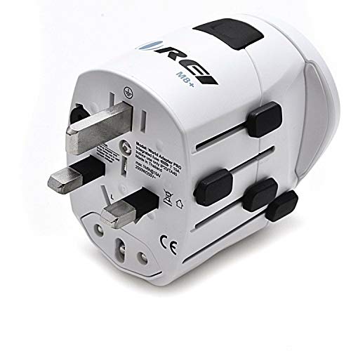 OREI Safest World Travel Adapter Grounded, 3 Prong Plug for Laptop, Chargers, USB Device, Cell Phones - M8 Plus