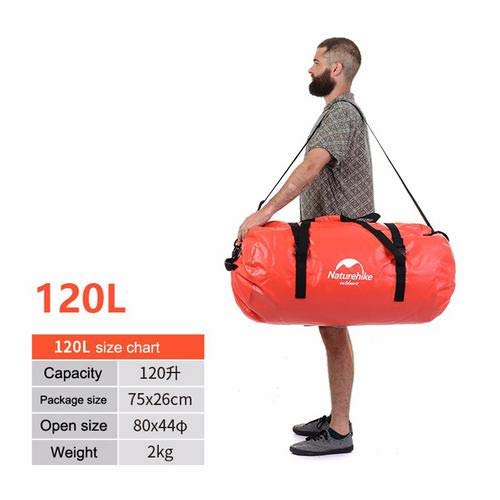 Naturehike 40/60/90/120L Duffel Bag Large PVC Waterproof Travel Backpack Swimming Bags for Men and Women (Orange, 120L)