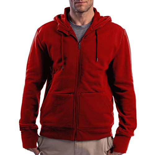 SCOTTeVEST Men's Hoodie Cotton Zip Sweatshirt | 21 Pockets | Anti-Pickpocket Maroon