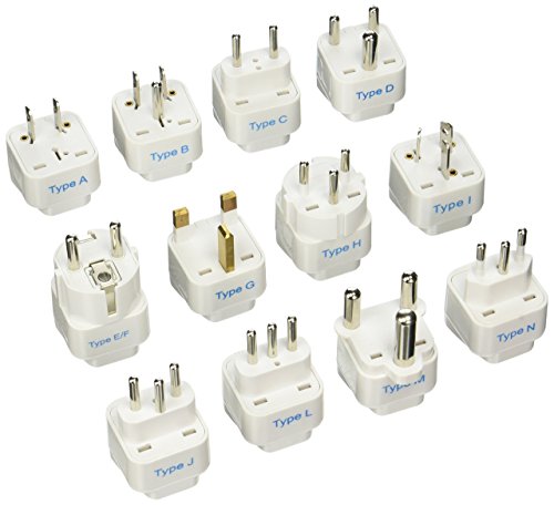 Ceptics Travel Adapter with Types A-M Plugs, Travel Plug Adapter Set Compatible with Power Sockets in All Continents, Compact World International Plug Adaptor Kit, Set of 12,GP-12PK