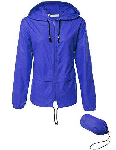 LOMON Womens Hiking Rain Jacket Waterproof Lightweight Packable Windbreaker Jacket Blue M