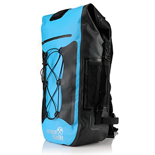 Outdoor Foundry 100% Waterproof 35L Dry Bag Backpack - (Without Optional Laptop Sleeve) - Padded Back and Straps - for Water Sports, Adventure Travel, Motorcycle Trips, or a Day at The Beach