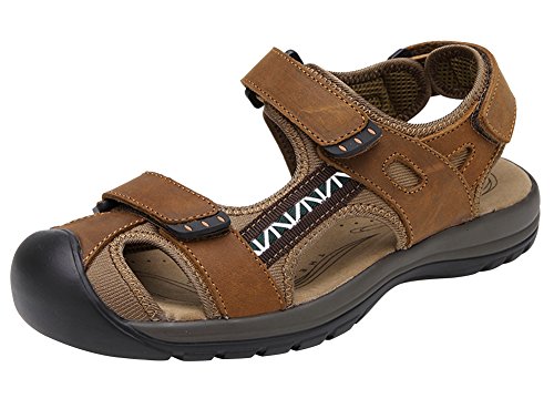 Agowoo Womens Athletic Beach Hiking Closed Toe Sandals (7.5 B(M) US, Coffee)