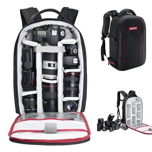BESCHOI Camera Bag, Camera Backpack for photographers 20L Waterproof Camera Bags for DSLR Camera, Speedlite Flash, Camera Tripod, Laptops, Lens and Accessories