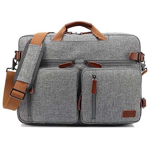 CoolBELL Convertible Backpack Messenger Shoulder bag Laptop Case Handbag Business Briefcase Multi-functional Travel Rucksack Fits 17.3 Inch Laptop For Men/Women (Grey)