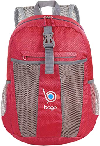 bago 25L Packable Lightweight Backpack - Water Resistant Travel and Hiking Daypack (25-Liter, Red-)