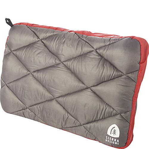 Sierra Designs DriDown Pillow, Versatile 2 Piece System for Camping, Backpacking, and Travel (Red)