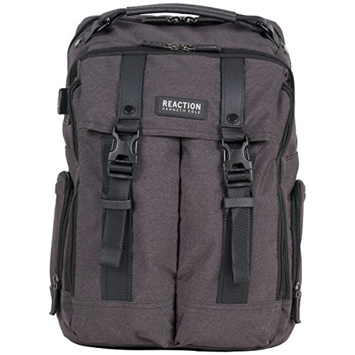 Kenneth Cole Reaction 600d Polyester Dual Compartment 15.6” Laptop Travel Backpack, Charcoal