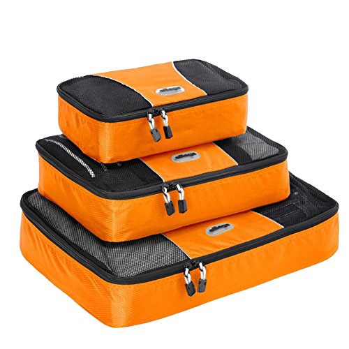 eBags Classic Packing Cubes for Travel - 3pc Set - (Tangerine)