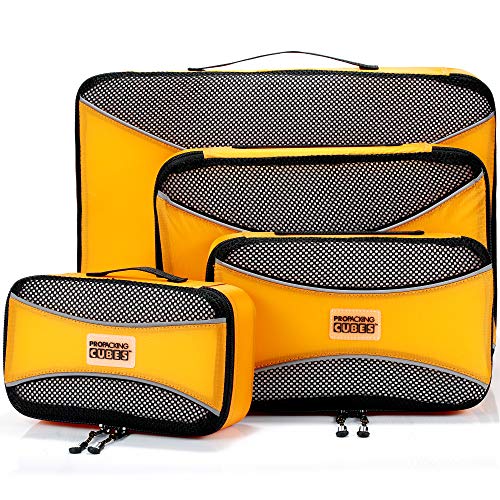 PRO Packing Cubes for Travel | 4-Piece Luggage Organizer Bags Set | Premium Quality Ultralight Travel Cubes for Packing Suitcase, Carry-on, Bags and Backpack - Sunset Orange
