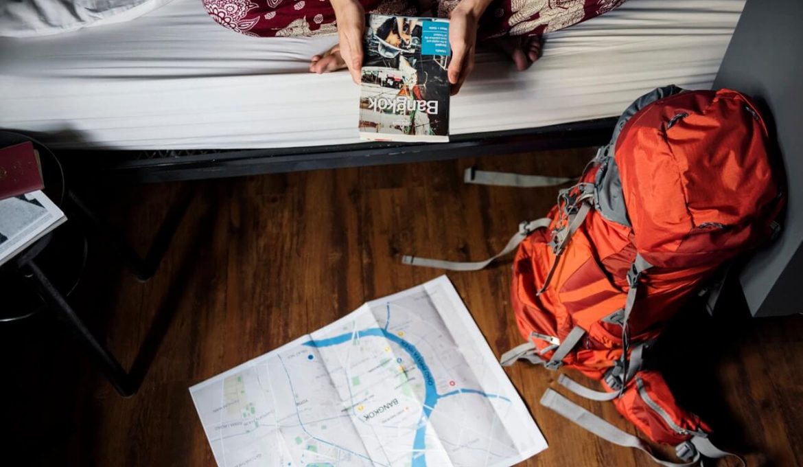 hiking backpack on the floor